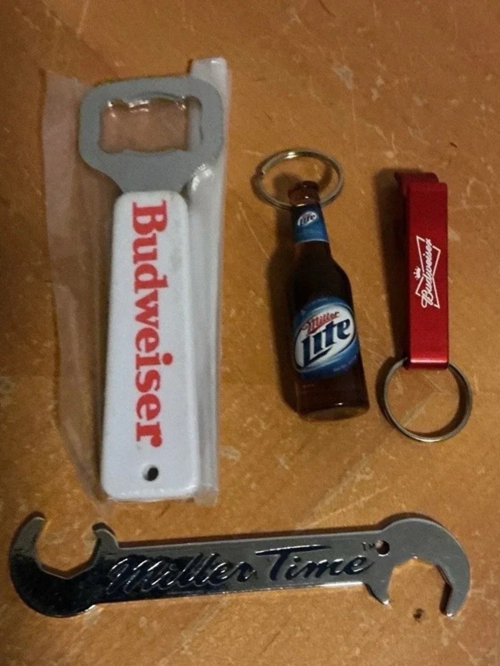 Budweiser White and Red Bottle Opener Keychain
